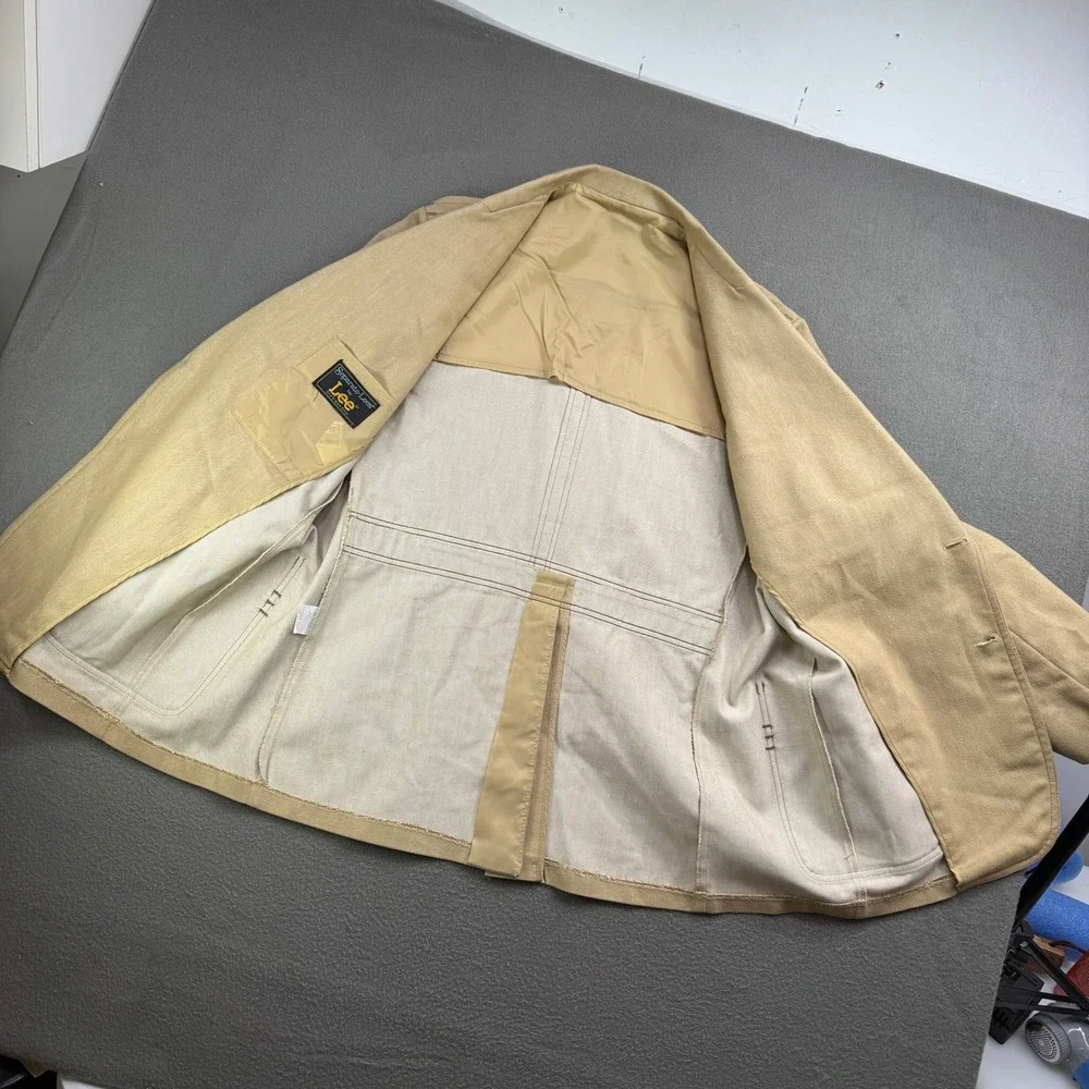 Vintage Lee Separate Lees Blazer Mens 46R Cream Blend‎ Safari Sport Coat